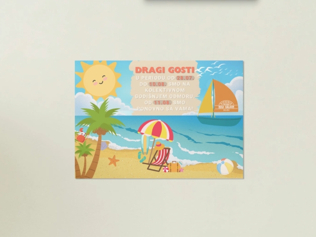 A3 obavijest o kolektivnom godišnjem odmoru – Pizzeria Novi Saloon