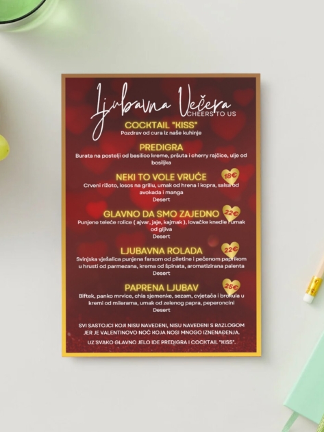 Pizzeria Novi Saloon Meni Valentinovo